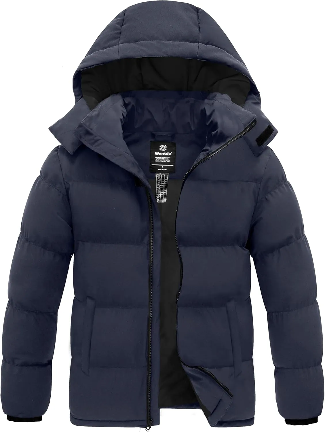 wantdo Men's Warm Puffer Jacket Thicken Waterproof Winter Coat with Detachable Hood