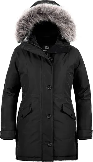 wantdo Women's Hooded Winter Coat Waterproof Warm Long Puffer Jacket Parka