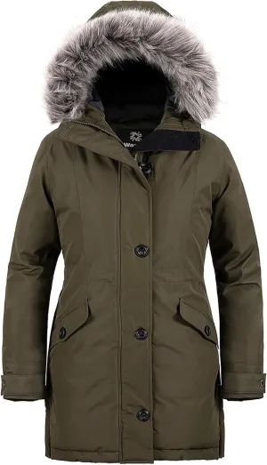 wantdo Women's Hooded Winter Coat Waterproof Warm Long Puffer Jacket Parka