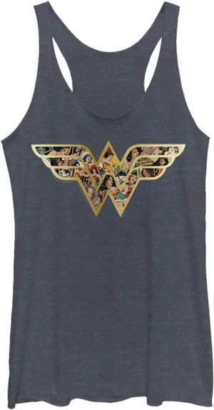 Warner Brothers Wonder Woman Photo Fill Logo Women's Racerback Tank Top