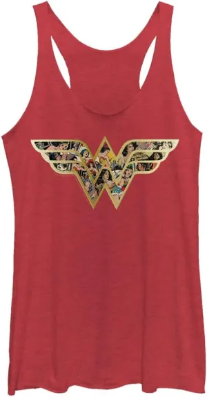 Warner Brothers Wonder Woman Photo Fill Logo Women's Racerback Tank Top