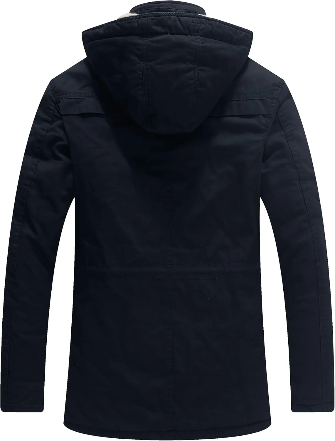 WenVen Men's Winter Sherpa Parka Mid Length Thicken Military Style Warm Jacket with Removable Hood