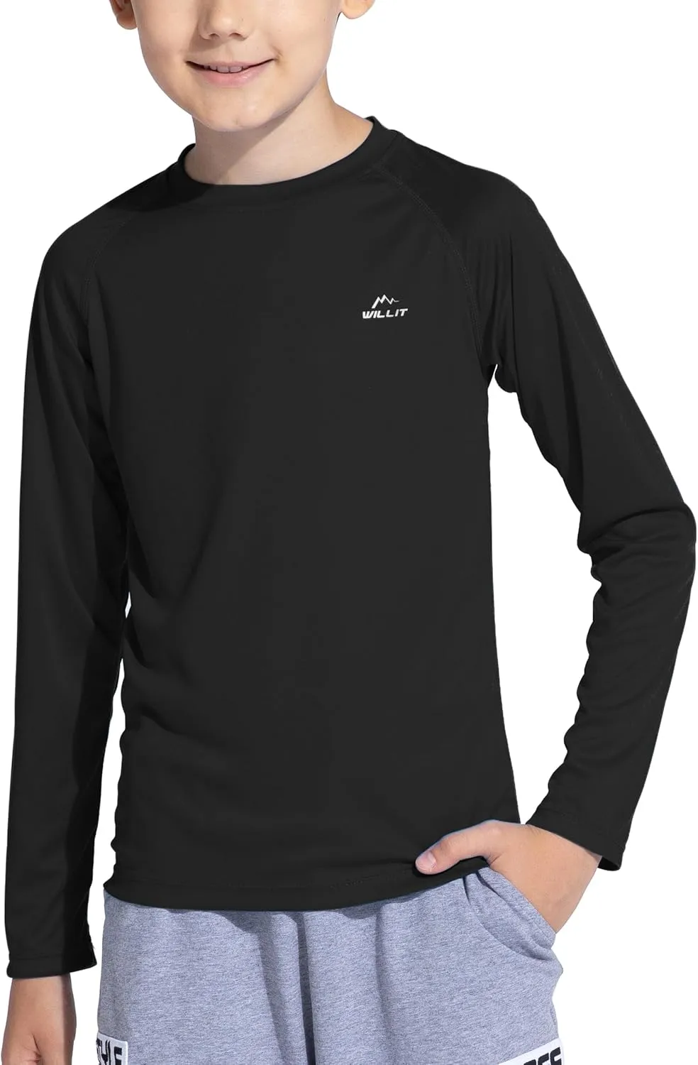 Willit Boy's UPF 50  Sun Protection Shirt Long Sleeve Rash Guard Swim Shirts Youth SPF Fishing Quick Dry Shirt