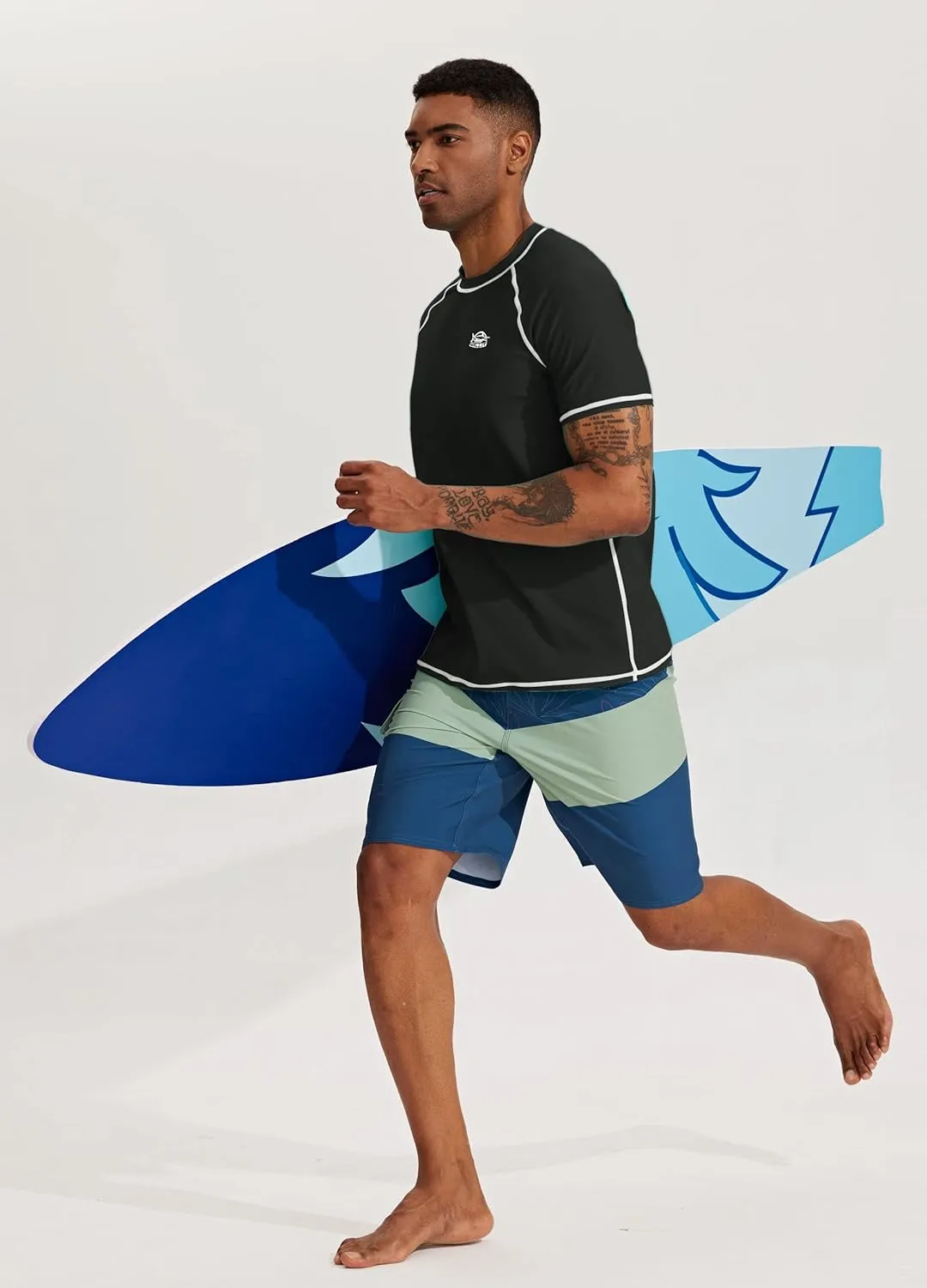 Willit Men's UPF 50  Rashguard Swim Shirt Short Sleeve SPF Sun Protection Quick Dry Water Beach Shirts Fishing Surf Shirt