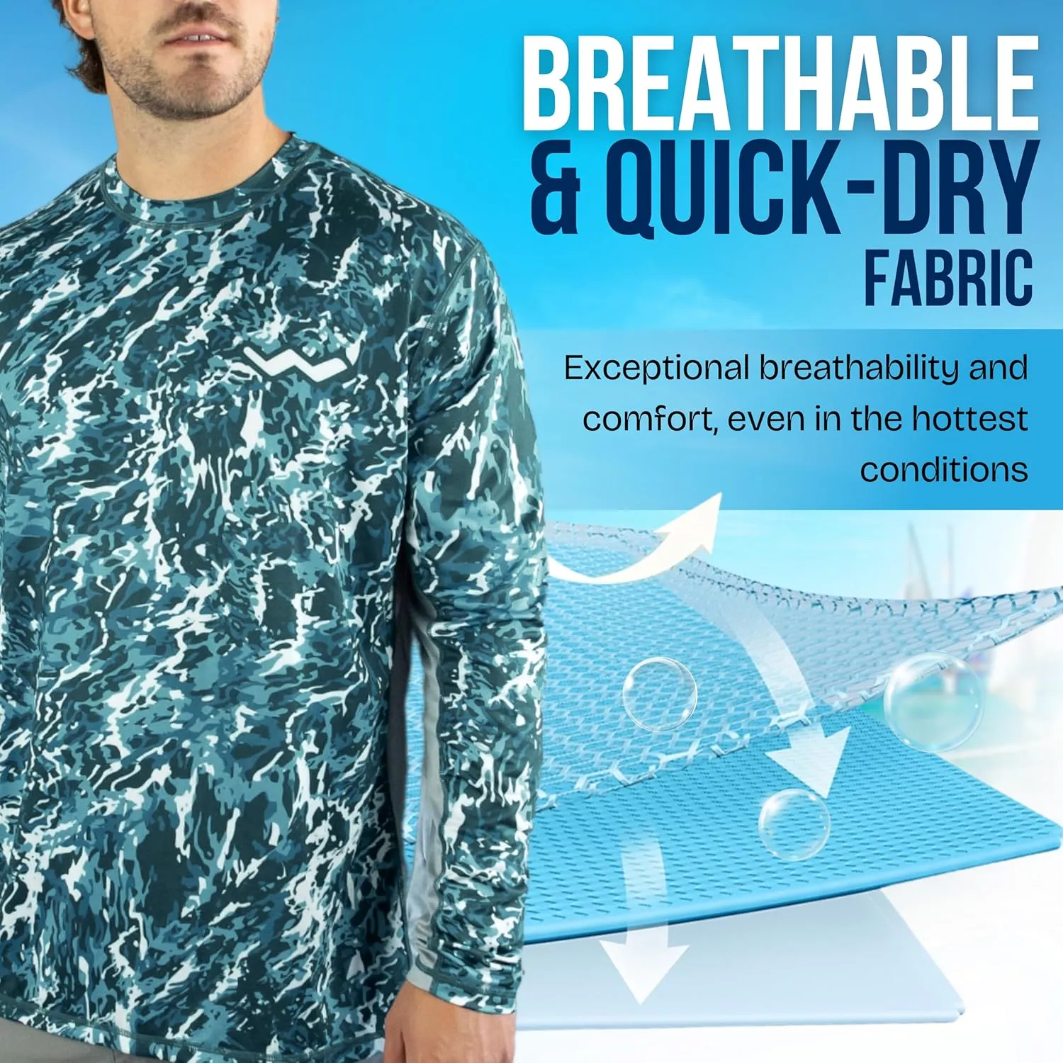 WindRider UPF 50  Sun Protection Long Sleeve Shirts for Men  Rash Guard Mens Swim Shirt for Fishing Swimming & Outdoor Fun
