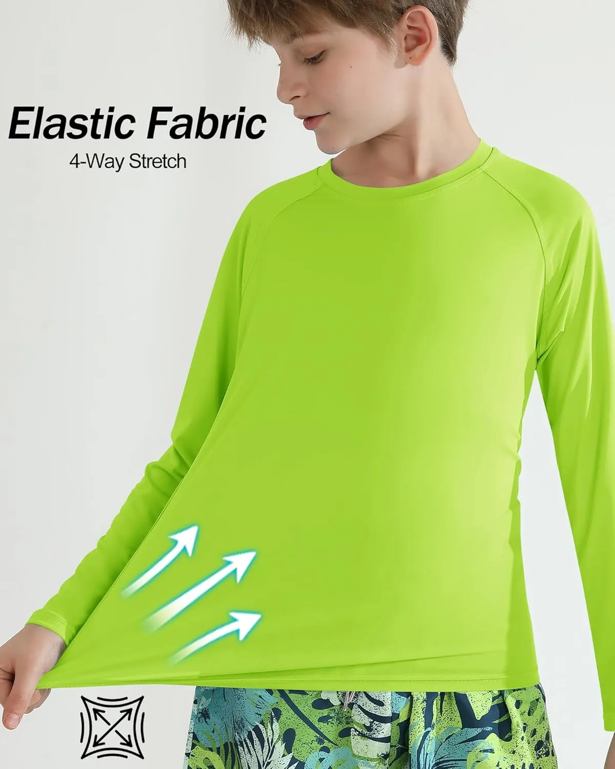 WISREMT Youth Kid Neon Shirt Boy Girl UPF 50  Rash Guard Quick Dry Athletic Long Sleeve T Shirt Sun Protection Water Swim Top