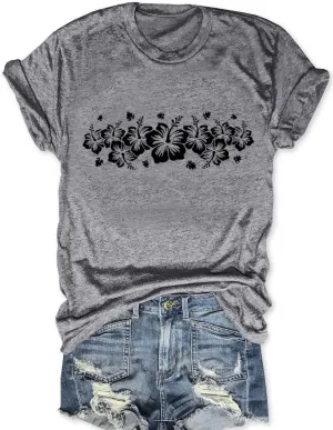 Women Boho Wildflower Shirts Funny Flower Plant T Shirt Cute Daisy Graphic Tees Short Sleev Vacation Tops