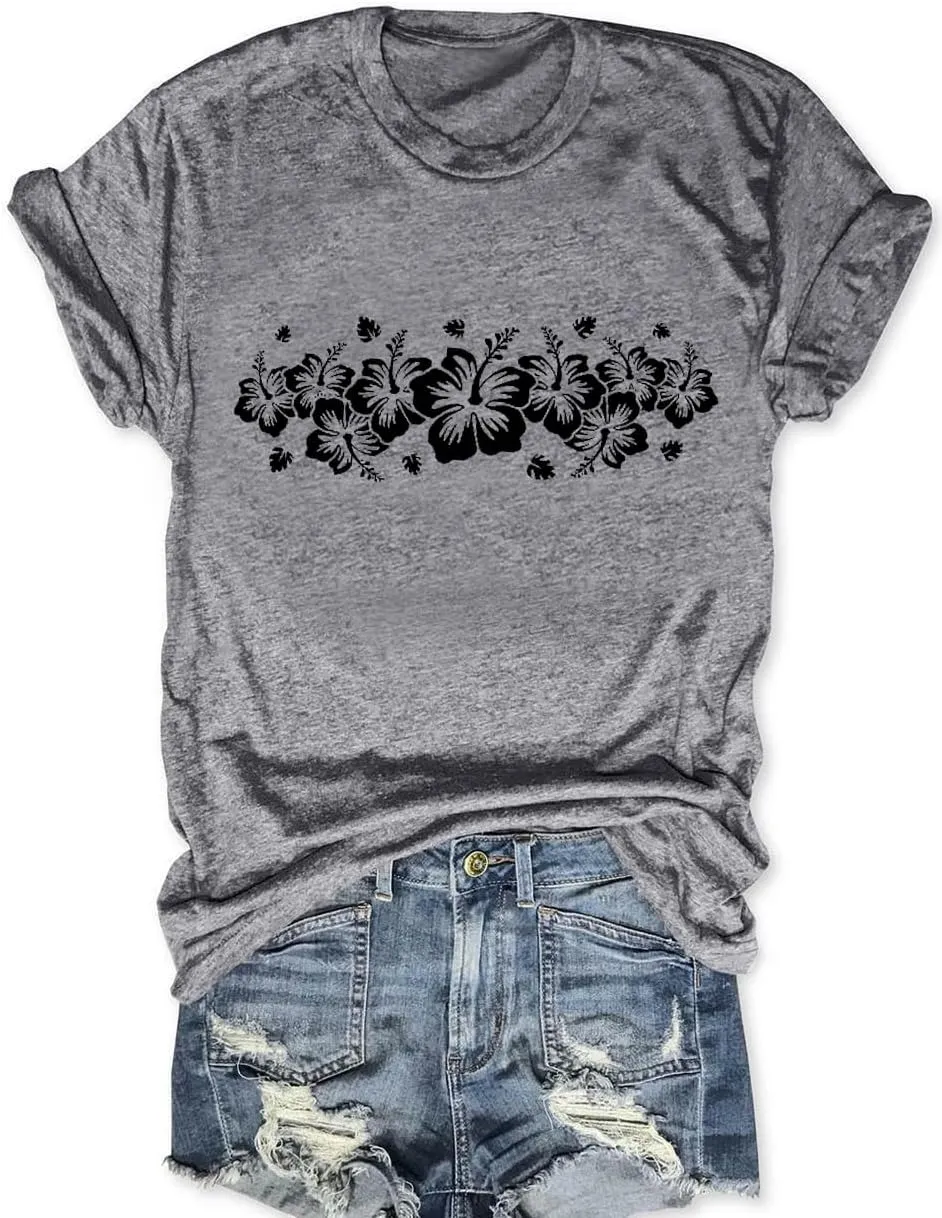 Women Boho Wildflower Shirts Funny Flower Plant T Shirt Cute Daisy Graphic Tees Short Sleev Vacation Tops