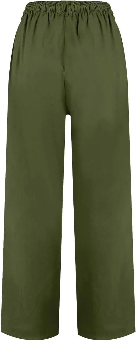 Women Casual High Waist Pants Summer Solid Long Palazzo Pants Beach Trousers Loose Business Work Office Trousers