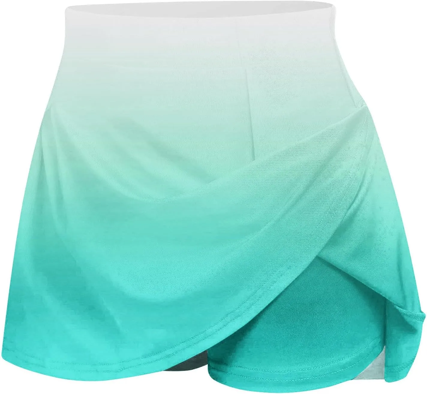 Women Gradient Colour Skirt Shorts Ladies Pleated Tennis Skirts Short Regular Fit Fake Two Piece Half Trouser 2025