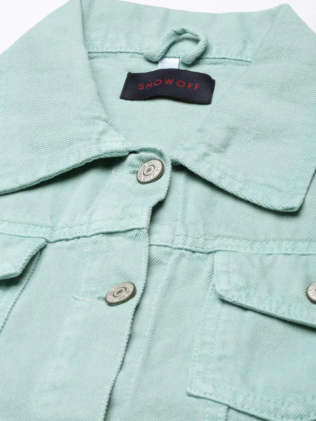 Women Green Windcheater Denim Jacket