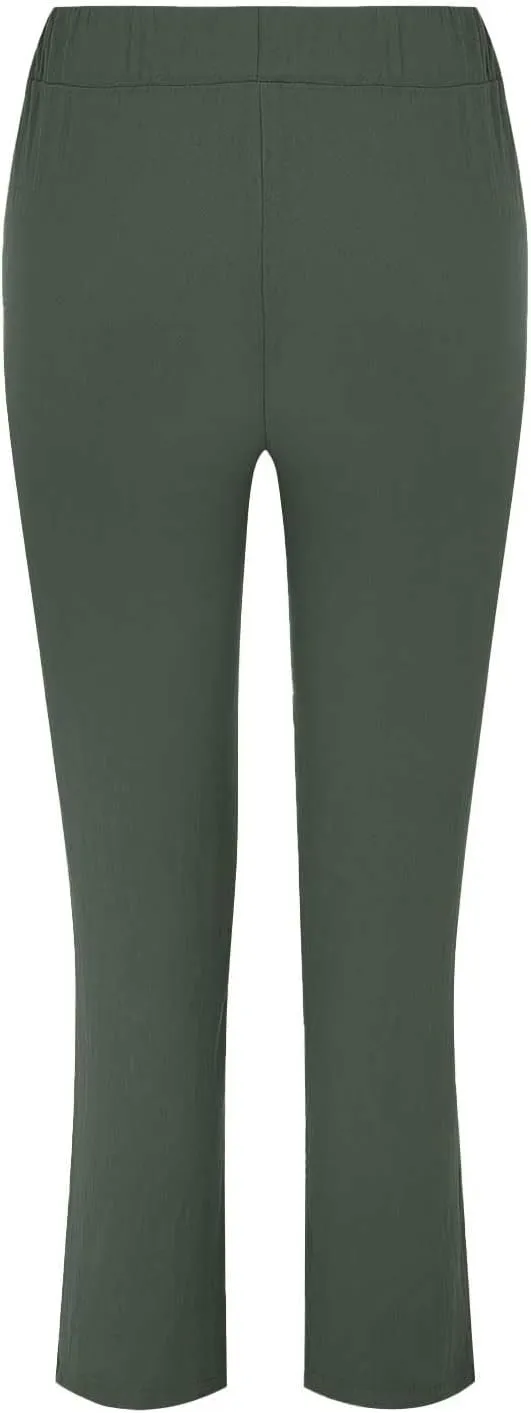 Women Linen Pant Summer Casual Roll Up Straight Leg Trousers Elastic Waist Drawstring Slacks Lounge Pants with Pocket