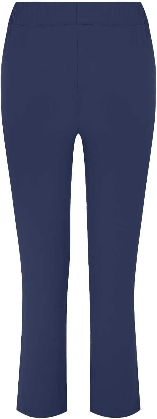 Women Linen Pant Summer Casual Roll Up Straight Leg Trousers Elastic Waist Drawstring Slacks Lounge Pants with Pocket