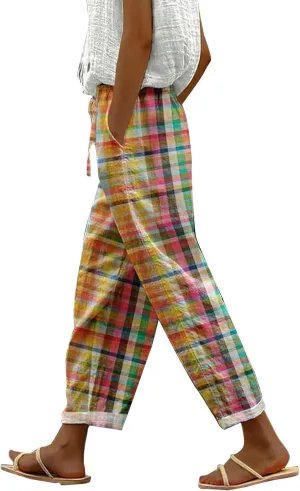 Women Linen Pants Summer Casual Drawstring Pants Business Work Casual Palazzo for Women Palazzo