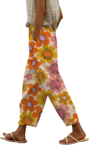 Women Linen Pants Summer Casual Drawstring Pants Business Work Casual Palazzo for Women Palazzo