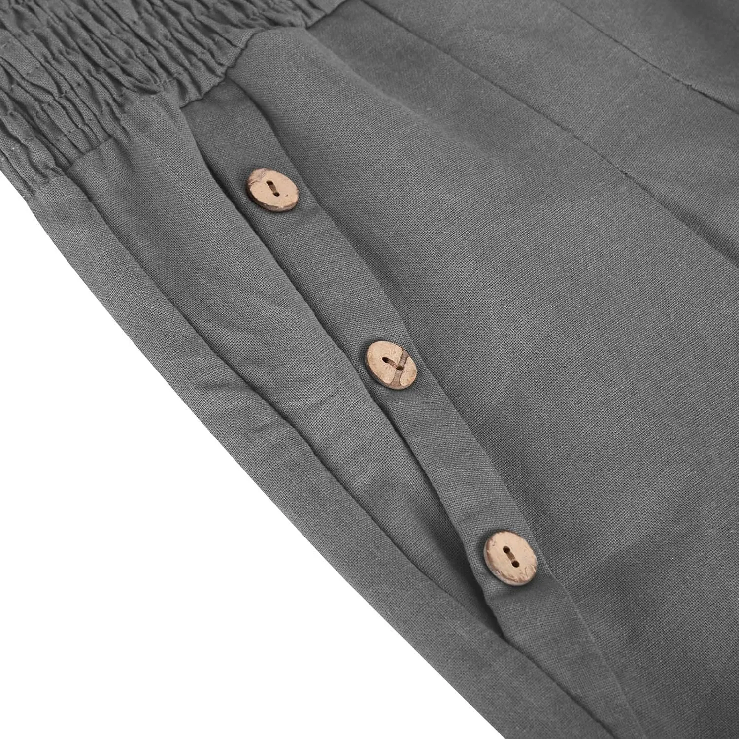 Women Linen Pants Summer Casual Wide Leg Pants Drawstring Waist Cotton Loose Fit Palazzo Trousers with Pockets