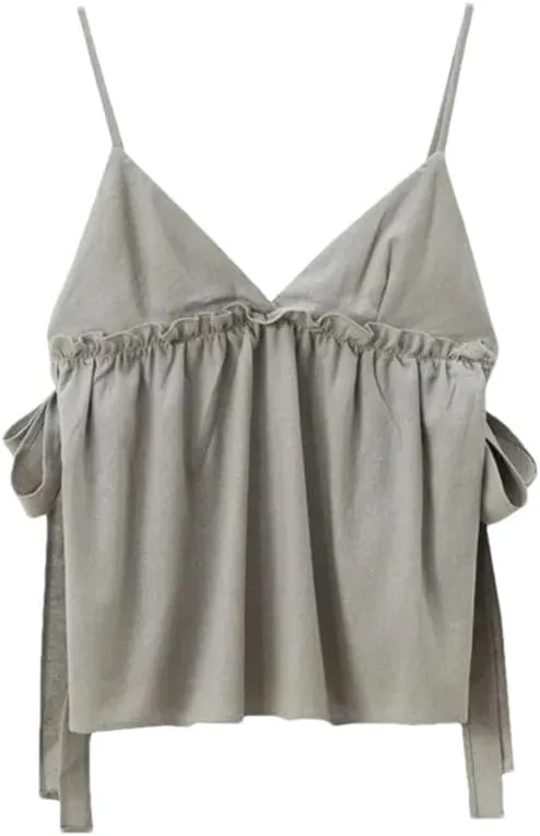Women's Bow Ties Sleeveless Backless Top Women Casual Sleeveless Camisole Tank