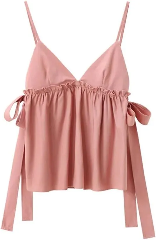 Women's Bow Ties Sleeveless Backless Top Women Casual Sleeveless Camisole Tank