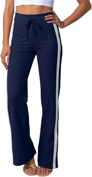 Womens Capri Pants Womens Baggy Wide Leg Pants Summer Floral Solid Long Palazzo Lounge Beach Trousers with Pocket Linen