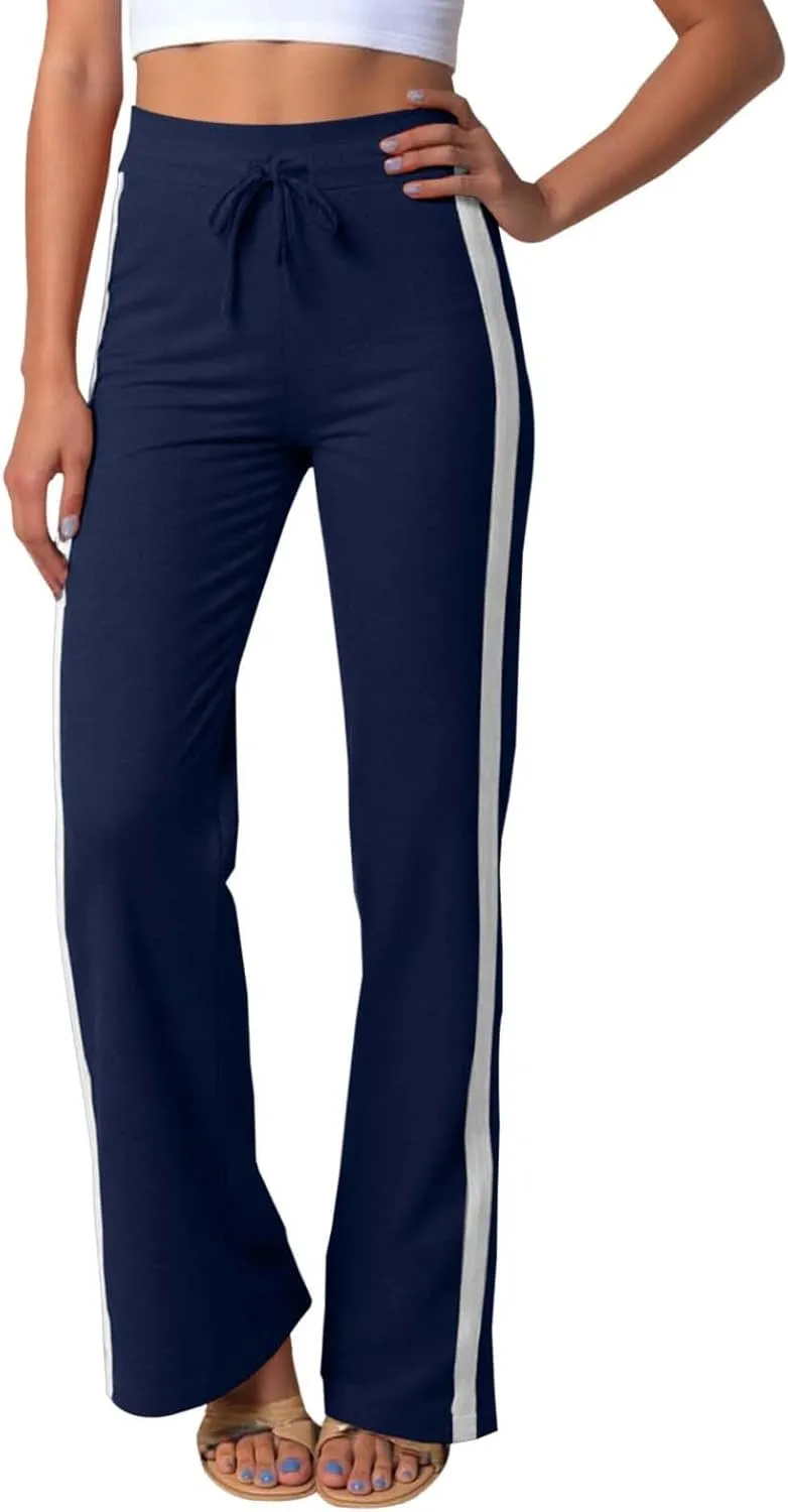 Womens Capri Pants Womens Baggy Wide Leg Pants Summer Floral Solid Long Palazzo Lounge Beach Trousers with Pocket Linen