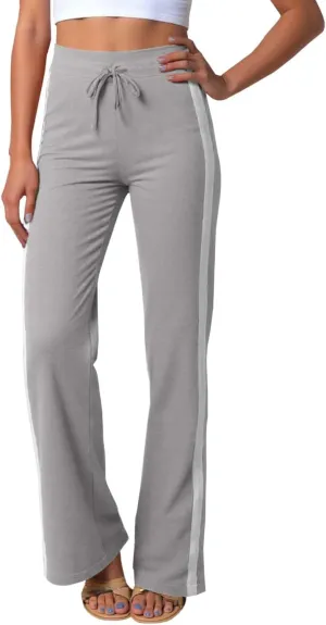 Womens Capri Pants Womens Baggy Wide Leg Pants Summer Floral Solid Long Palazzo Lounge Beach Trousers with Pocket Linen