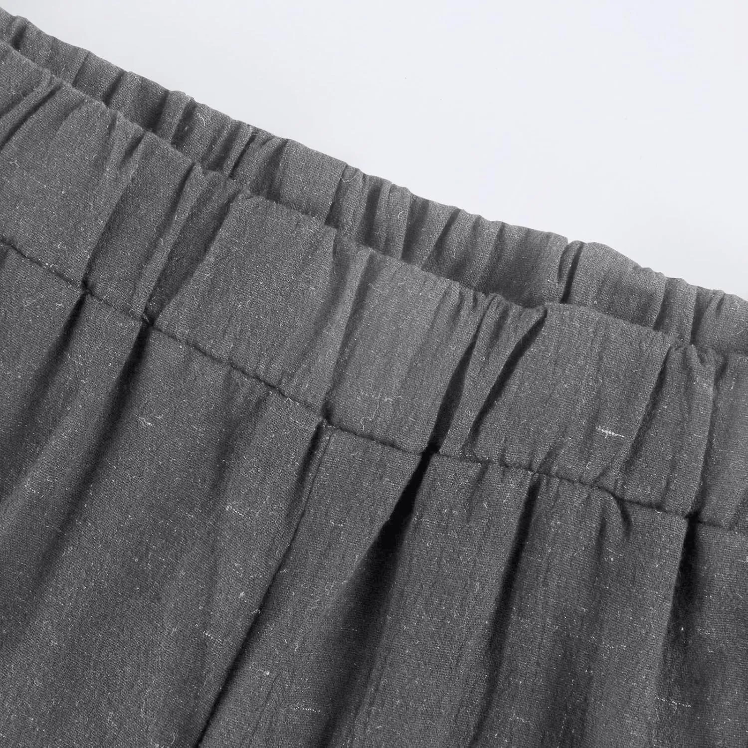Womens Cotton Linen Capri Pants Summer Elastic Waist Plus Size Casual Pants Wide Leg Lightweight Capris with Pockets
