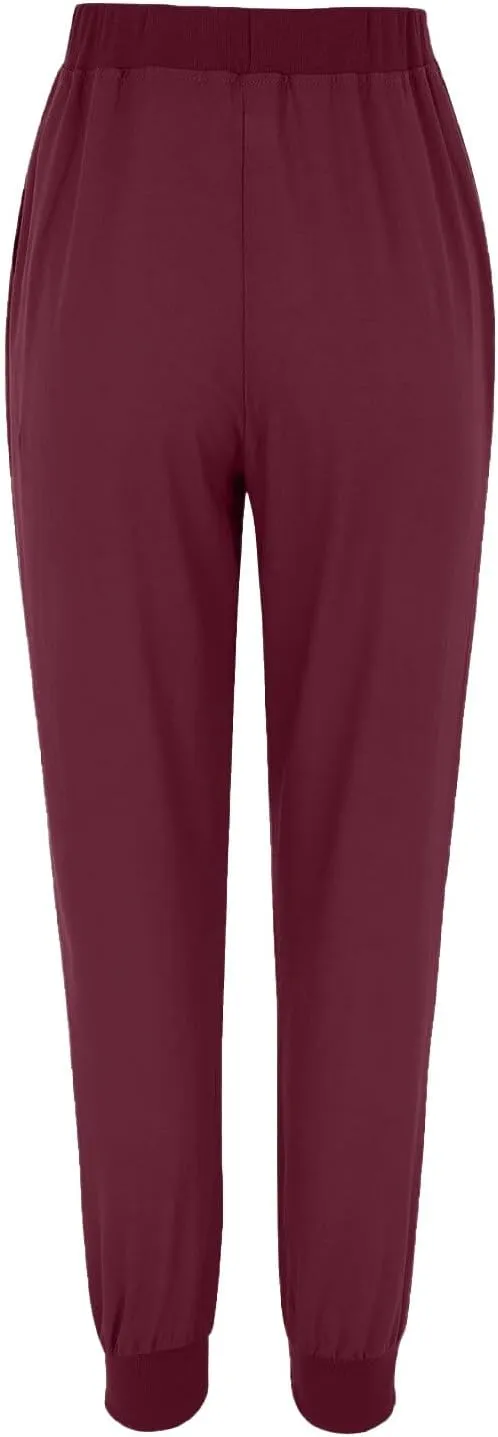 Womens Cotton Linen Pants with Pockets Elastic Waist Drawstring Tapered Pant Casual Trousers Lightweight Summer Pants