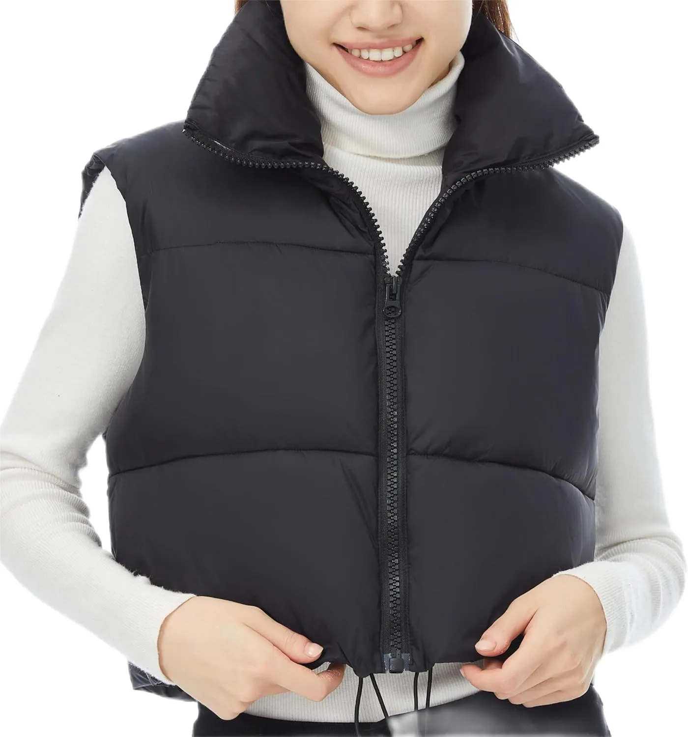 Women's Cropped Puffer Vest Winter Padded Vest Lightweight Zip Crop Puffy Gilet