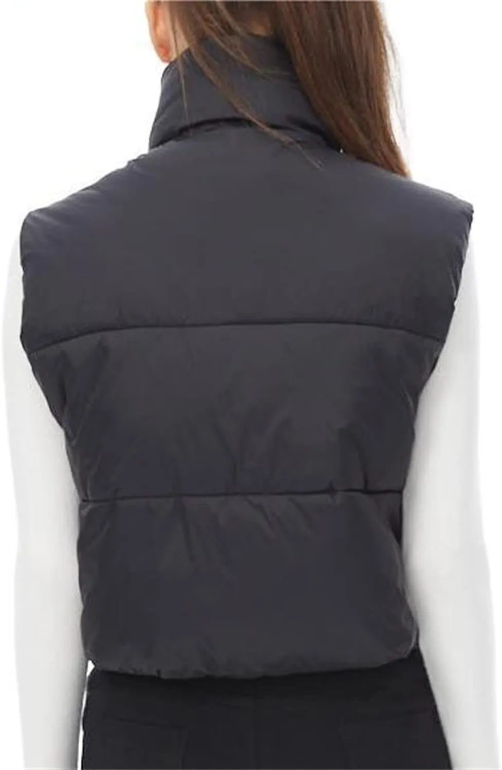 Women's Cropped Puffer Vest Winter Padded Vest Lightweight Zip Crop Puffy Gilet
