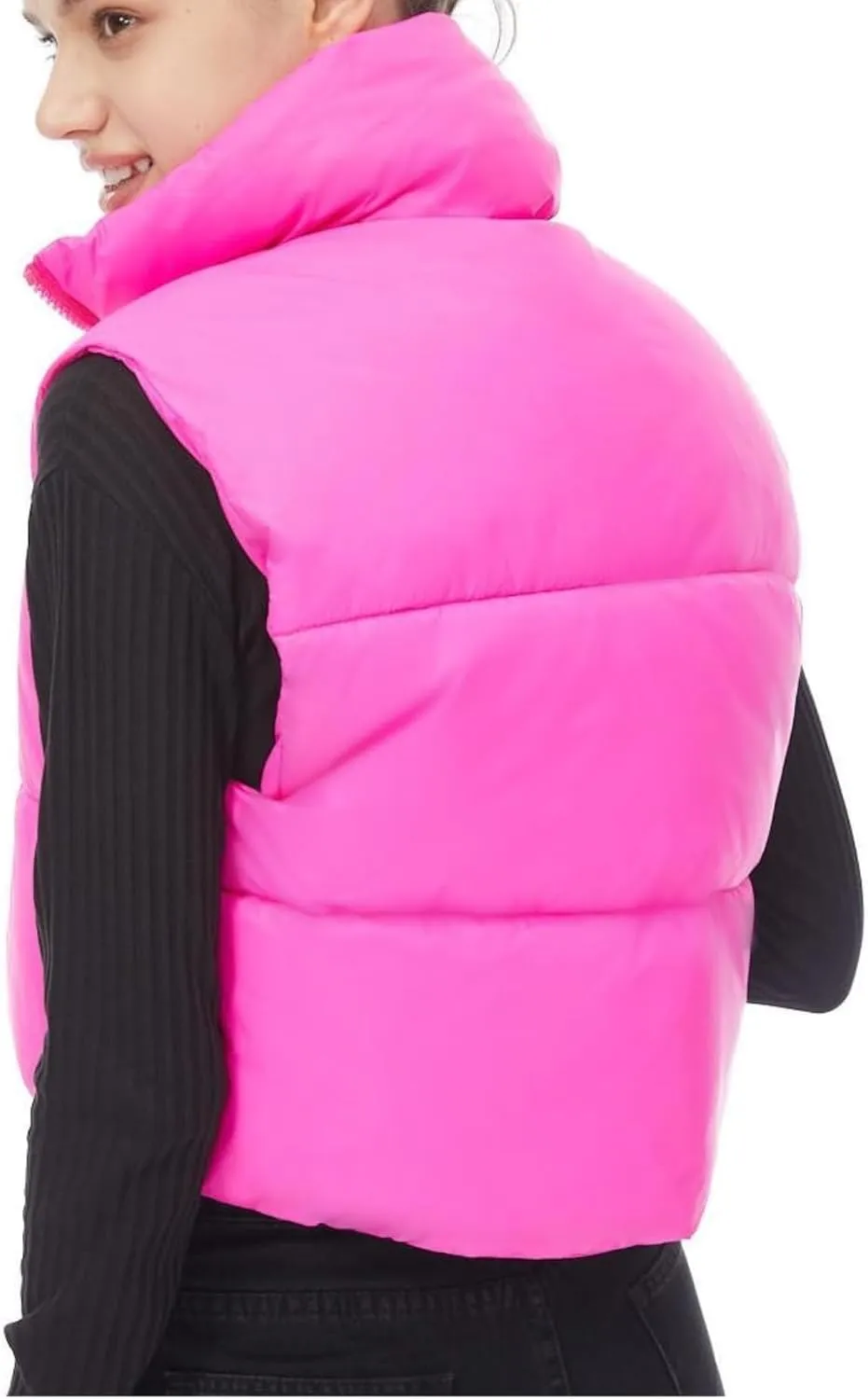 Women's Cropped Puffer Vest Winter Padded Vest Lightweight Zip Crop Puffy Gilet