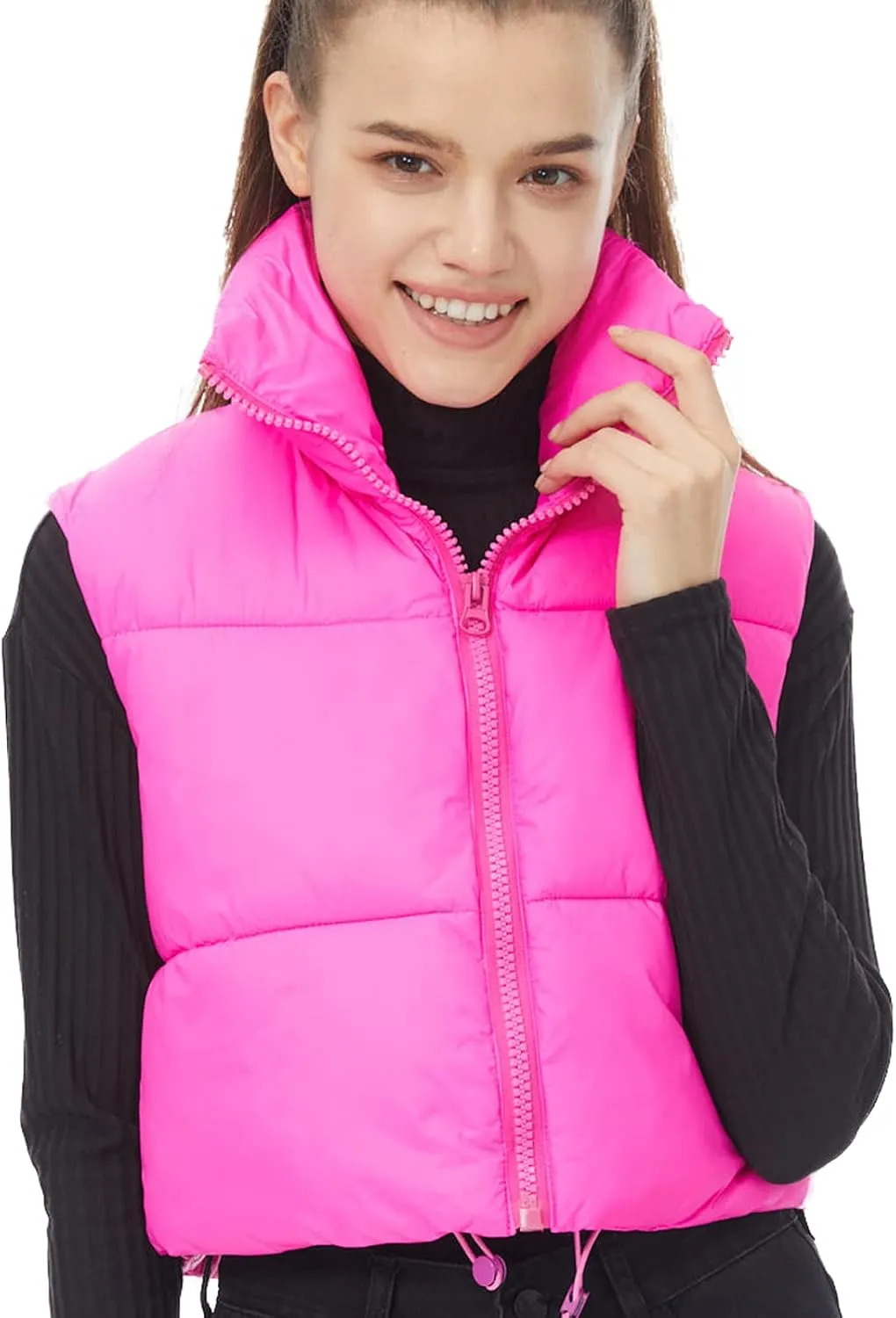 Women's Cropped Puffer Vest Winter Padded Vest Lightweight Zip Crop Puffy Gilet
