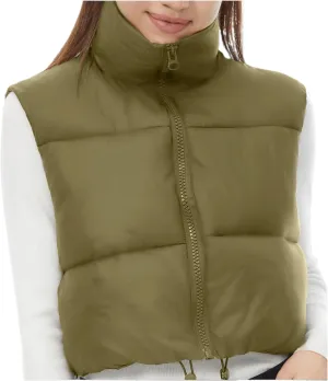 Women's Cropped Puffer Vest Winter Padded Vest Lightweight Zip Crop Puffy Gilet