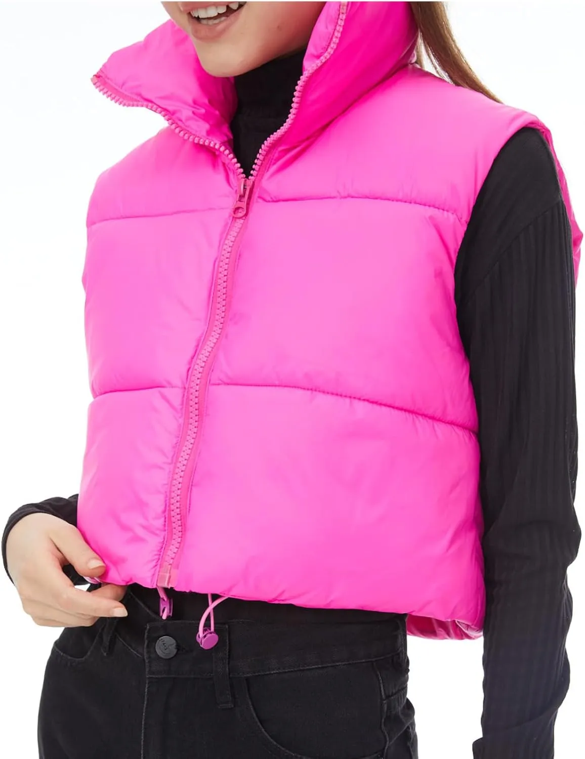 Women's Cropped Puffer Vest Winter Padded Vest Lightweight Zip Crop Puffy Gilet