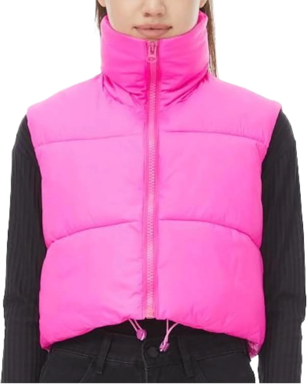 Women's Cropped Puffer Vest Winter Padded Vest Lightweight Zip Crop Puffy Gilet