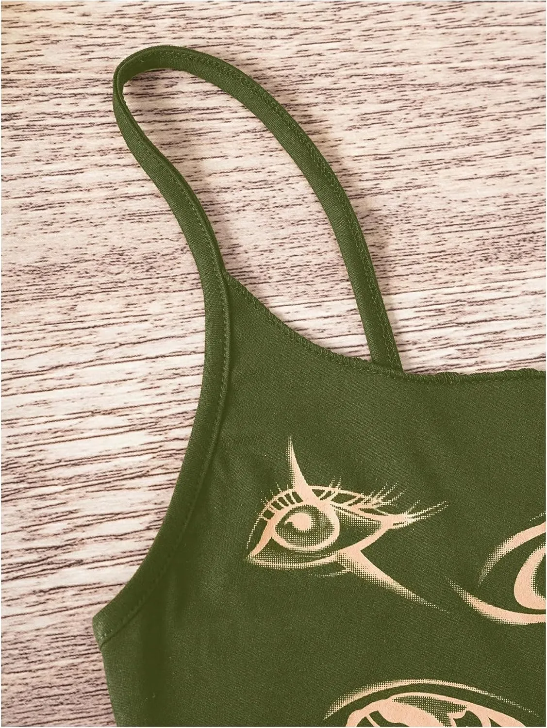 Women's Eye Print Gothic Cami Tops Y2K Spaghetti Strap Sleeveless Camisole Top