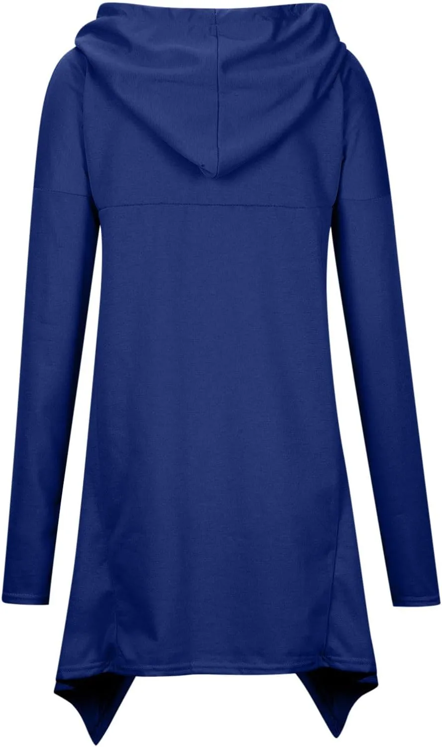 Women's Fashion Hoodies Sweatshirts Hi-Low Hem Pullover Sweatshirts Oversized Long Asymmetric Tunic Top with Pocket