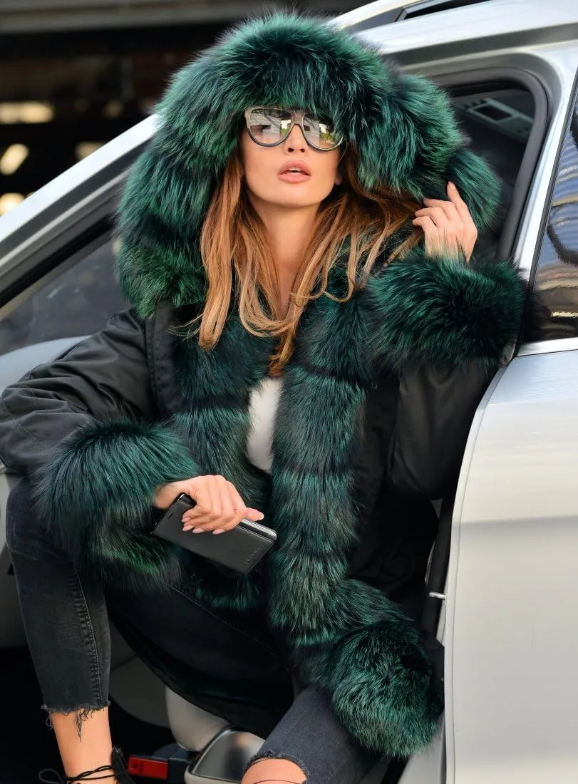 Women's Faux Fur Lined Coat Hooded Warm Winter Outwear Thicken Jackets Parka Long Cardigan