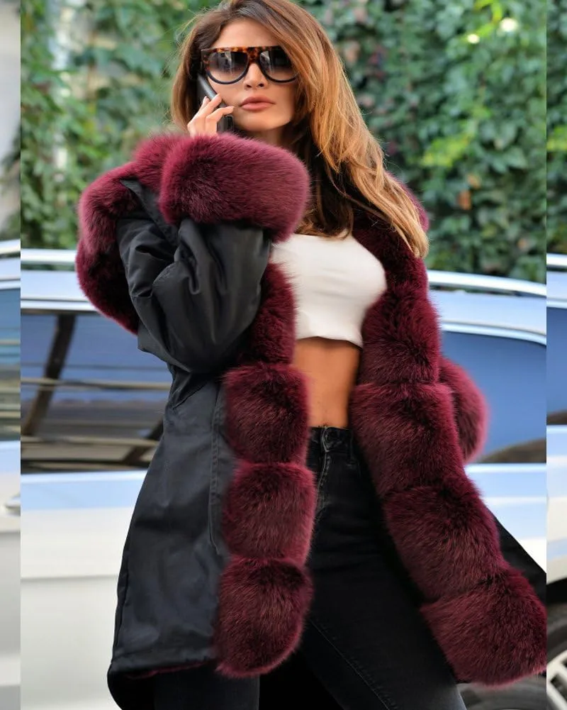 Women's Faux Fur Lined Coat Hooded Warm Winter Outwear Thicken Jackets Parka Long Cardigan