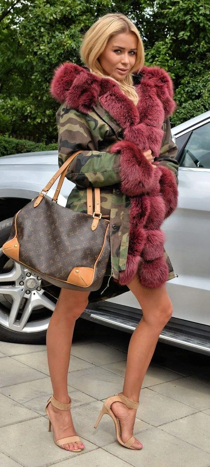 Women's Faux Fur Lined Coat Hooded Warm Winter Outwear Thicken Jackets Parka Long Cardigan