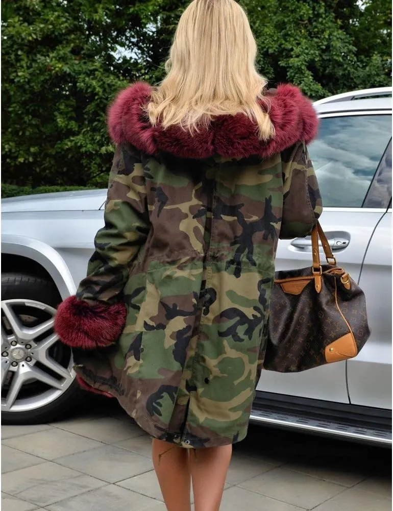 Women's Faux Fur Lined Coat Hooded Warm Winter Outwear Thicken Jackets Parka Long Cardigan