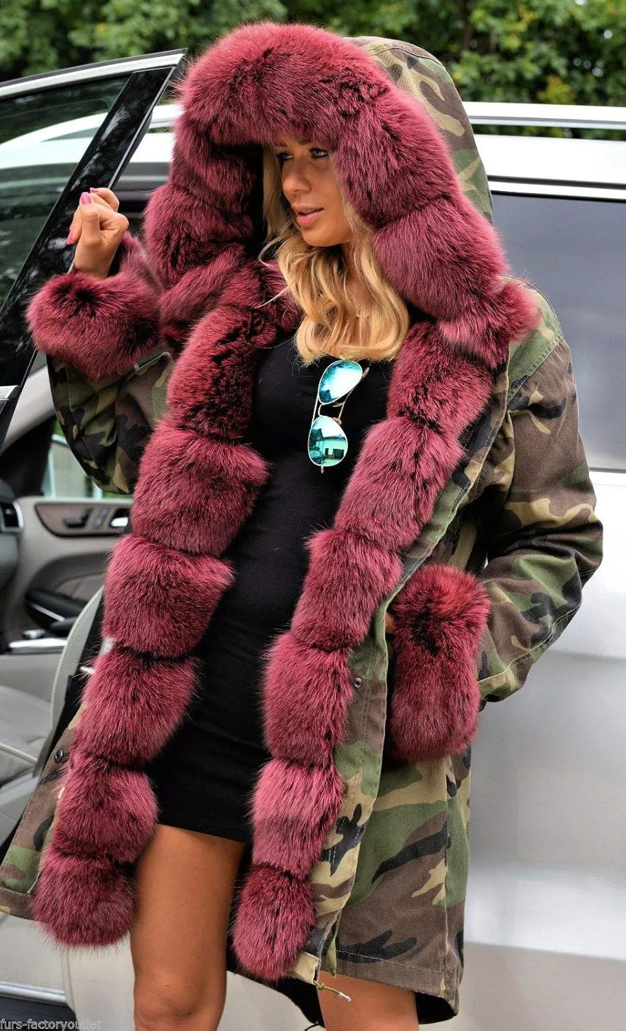 Women's Faux Fur Lined Coat Hooded Warm Winter Outwear Thicken Jackets Parka Long Cardigan