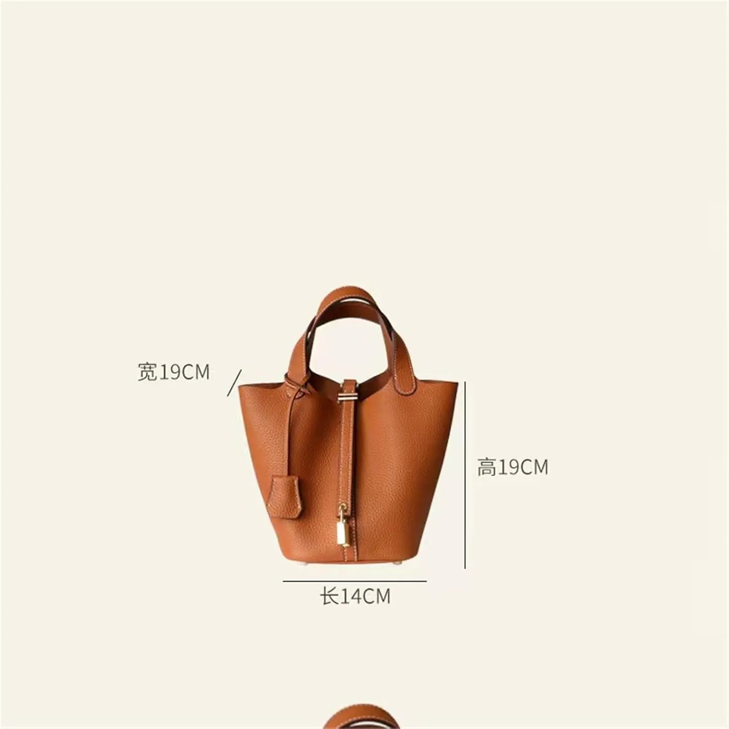 Women's Genuine Leather Basket Bag, Top Layer Cowhide Bucket Bag(06)