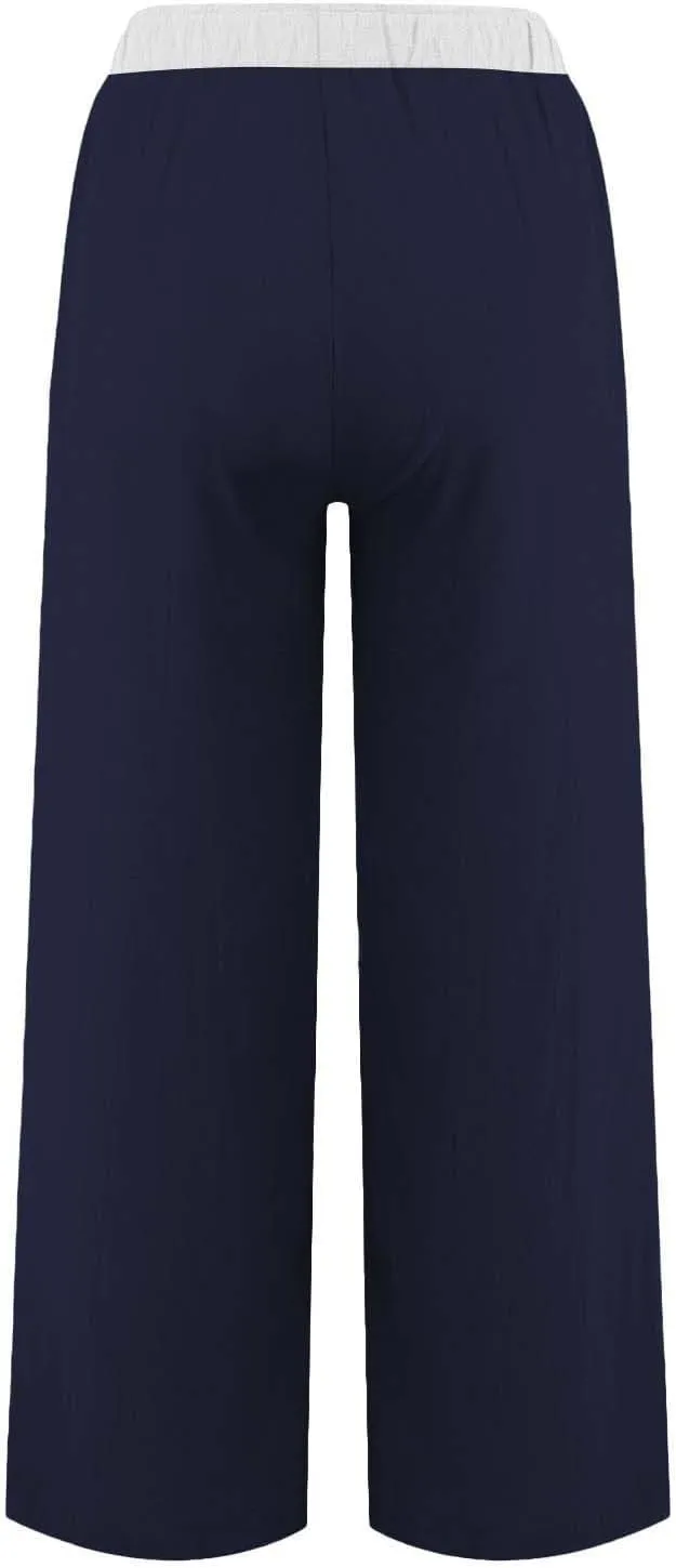Womens Linen Palazzo Pants 2025 Summer Solid Elastic Waist Wide Leg Drawstring Casual Pant Baggy Flowy Lounge Trouser