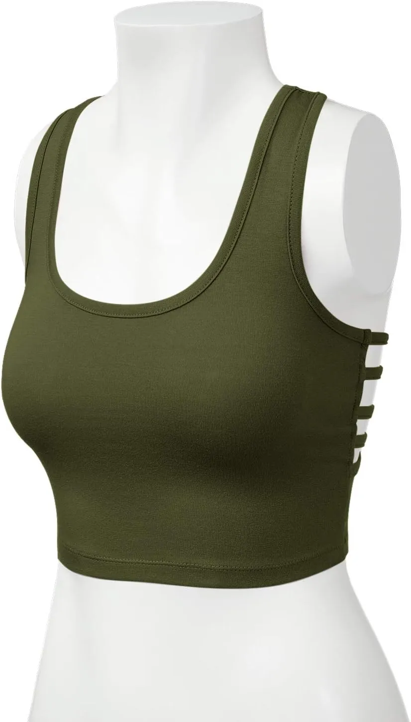 Women's Sleeveless Racerback Crop Tank Top Camisole Backless Scoop Neck Shirts