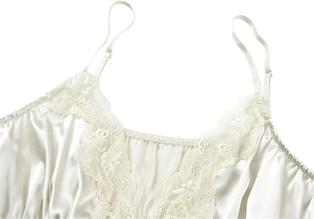 Women's Solid Color Casual V-Neck Lace Hollow Satin Home Camisole Top