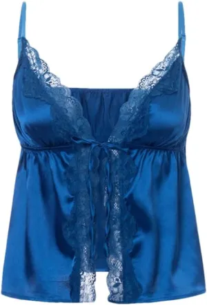Women's Solid Color Casual V-Neck Lace Hollow Satin Home Camisole Top