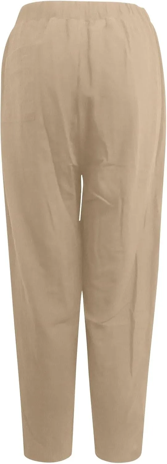 Womens Summer Boho Business Casual Smocked High Waisted Cargo Summer Long Elephant Pants with Pockets Fashion 2025