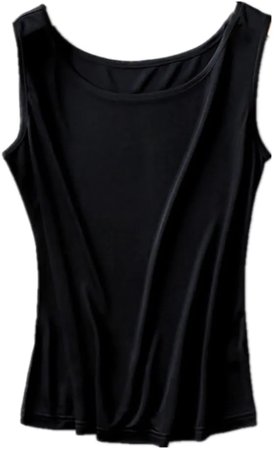 Womens Tank Top Silk Sleeveless Shirts Crewneck Under Shirts Basic Undershirts