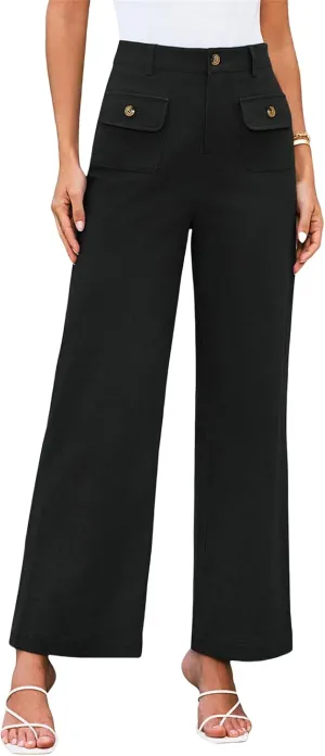 Women's Wide Leg Jeans High Waisted Straight Leg Pants Stretch Baggy Denim Pants Casual Trousers with Pockets