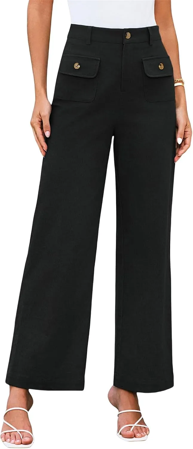 Women's Wide Leg Jeans High Waisted Straight Leg Pants Stretch Baggy Denim Pants Casual Trousers with Pockets